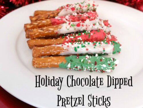 Holiday Chocolate Dipped Pretzel Sticks