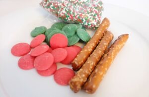 Holiday Chocolate Dipped Pretzel Sticks