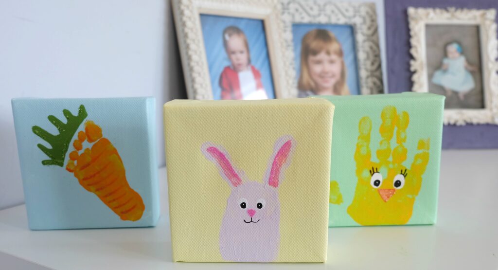 Cute Easter Handprint and Footprint Canvas Critters