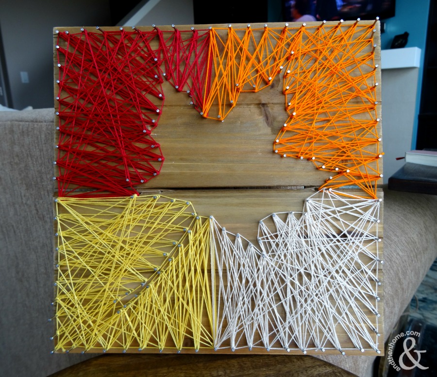 String Art Leaf In Autumn Colours And Then Home leaf-string-art-pallet-crafts-direct