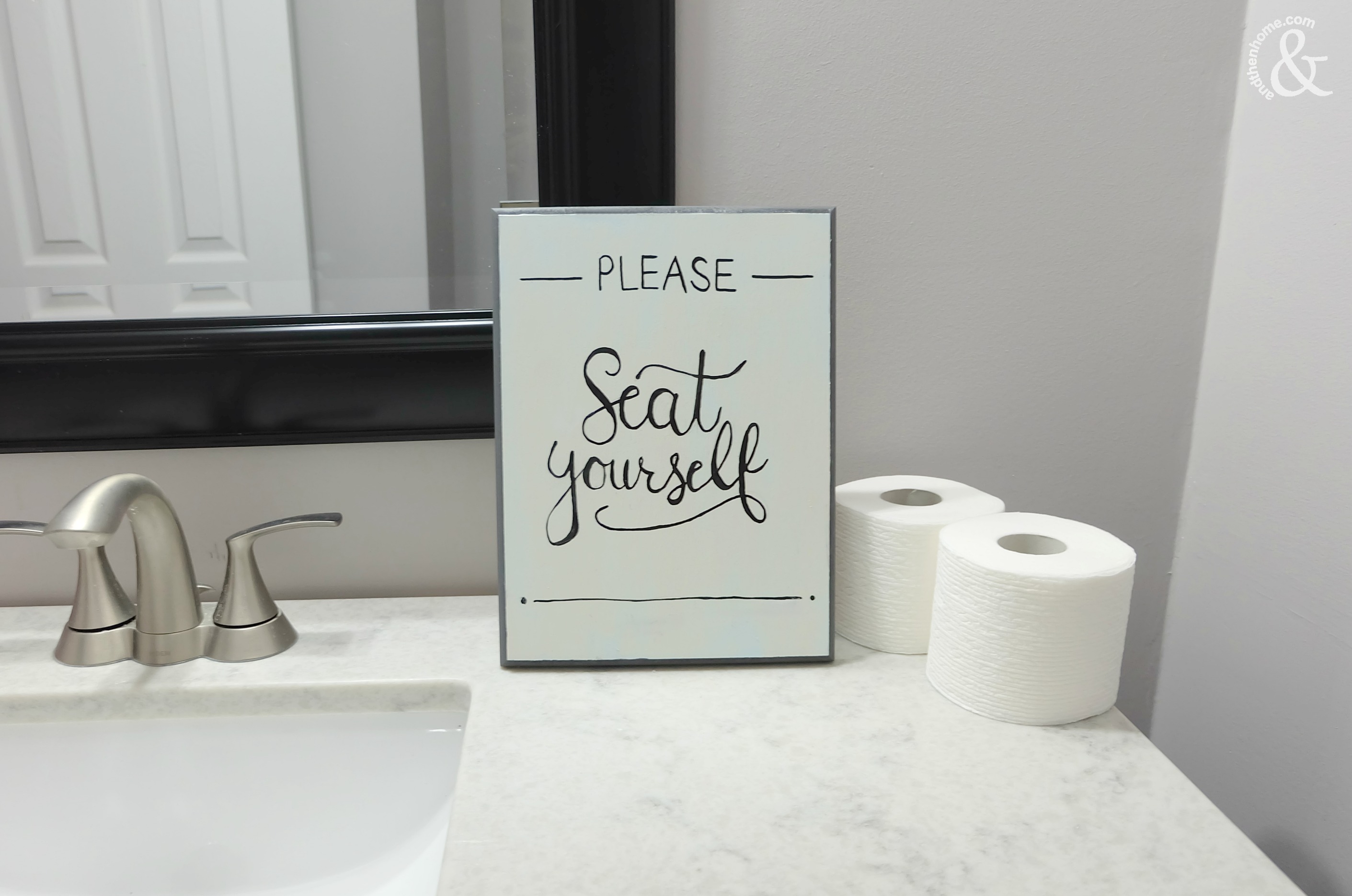 DIY Funny and Chic Bathroom Decor Sign - And Then Home