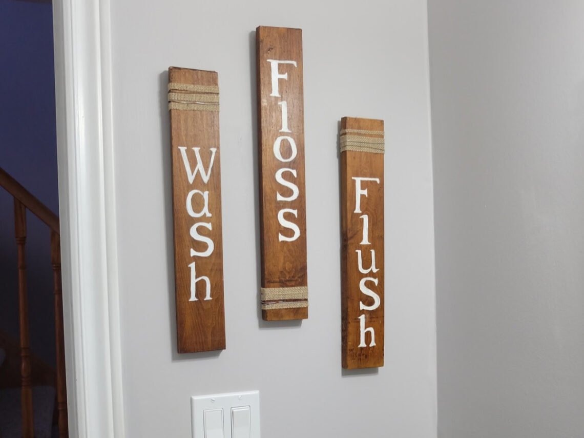 How to create a Fun and Cheap Rustic Bathroom Sign