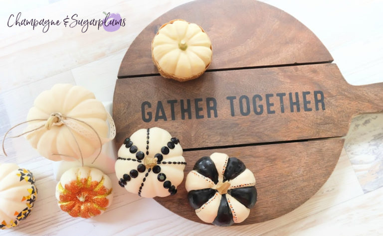 DIY Thanksgiving Centrepiece Idea - Painted Mini Pumpkins by Champagne and Sugarplums.