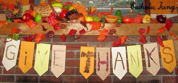 Give Thanks Banner - A DIY Bunting for Thanksgiving by Catholic Icing